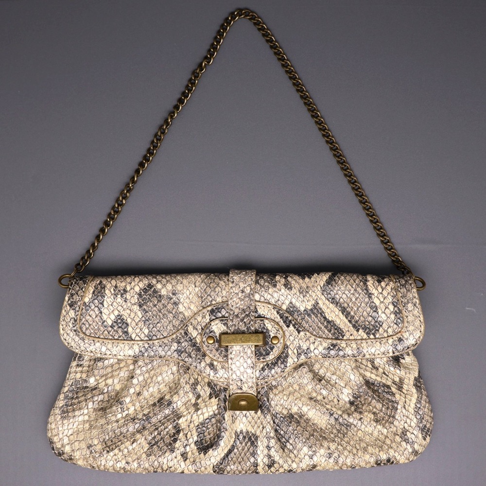 Talbot's Leather Snakeskin Print Clutch Shoulder Bag